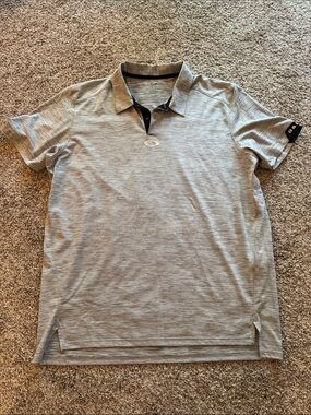 Oakley Men’s Light Heather Gray Polo with Black Trim